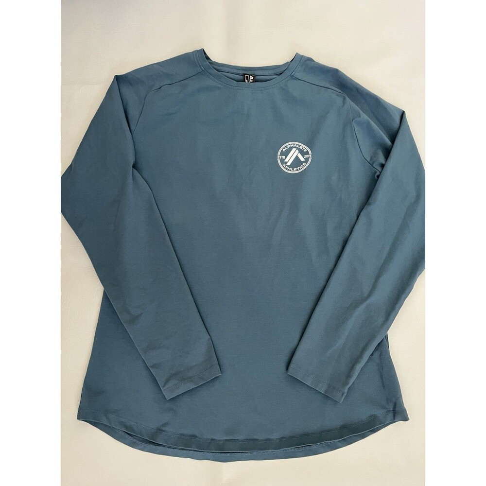 Alphalete Athletics Mens Size Large Slate Blue Long Sleeve Performance Gym Shirt